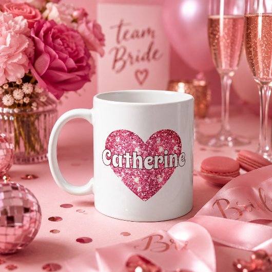 Glam Girly Pink Glitzer Herzname Kaffeetasse