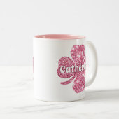 Glam Girly Pink Glitzer Lucky Clover Name Zweifarbige Tasse (VorderseiteRechts)