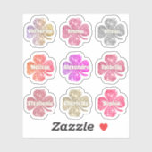 Glam Girly Pink Glitzer Lucky Clover Names Pack Aufkleber (Blatt)