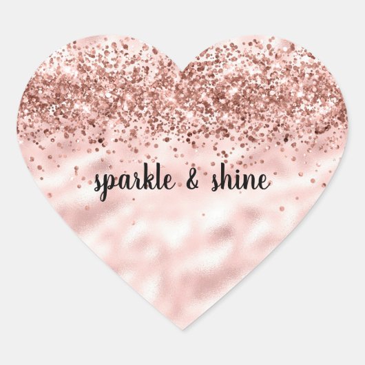 Glam Girly Pink Glitzy Glitzer Sparkle Confetti Herz-Aufkleber (Vorderseite)