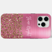 Glam Girly Pink Gold Leopard Case-Mate iPhone Hülle (Rückseite (Horizontal))