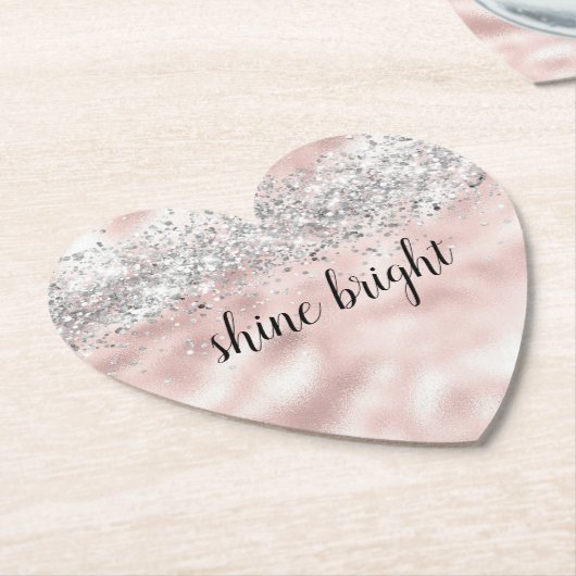 Glam Girly Pink Silver Glitzer Sparkle Confetti Untersetzer (angewinkelt)