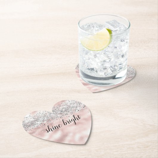Glam Girly Pink Silver Glitzer Sparkle Confetti Untersetzer (Vor Ort)