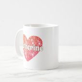 Glam Girly Red Glitzer Herzname Kaffeetasse (Vorderseite Links)