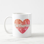 Glam Girly Red Glitzer Herzname Kaffeetasse (Links)