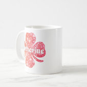 Glam Girly Red Glitzer Lucky Clover Name Kaffeetasse (Vorderseite Links)