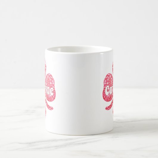 Glam Girly Red Glitzer Lucky Clover Name Kaffeetasse (Mittel)