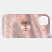 Glam Girly Rose Gold Flakes Gitter Monogram Case-Mate iPhone Hülle (Rückseite (Horizontal))