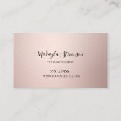 Glam Girly Rose Gold Gitter Designname Monogram Visitenkarte (Rückseite)
