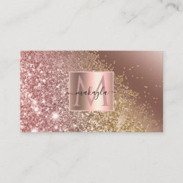 Glam Girly Rose Gold Gitter Designname Monogram Visitenkarte