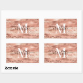 Glam Girly Rose Gold Glitzer Foil Monogram Name Rechteckiger Aufkleber (Blatt)