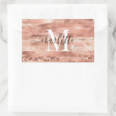 Glam Girly Rose Gold Glitzer Foil Monogram Name Rechteckiger Aufkleber (Tasche)