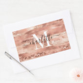 Glam Girly Rose Gold Glitzer Foil Monogram Name Rechteckiger Aufkleber (Umschlag)