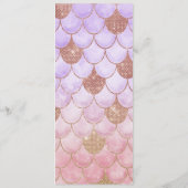Glam Girly Rose Gold Glitzer Mermaid Scales Menükarte (Rückseite)