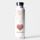 Glam Girly Rose Gold Pink Glitzer Herzstück Trinkflasche (Links)