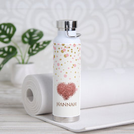 Glam Girly Rose Gold Pink Glitzer Herzstück Trinkflasche