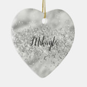 Glam Girly Silver Glitzer Glitzy Sparkle Confetti Keramik Ornament (Rechts)