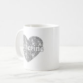 Glam Girly Silver Glitzer Herzname Kaffeetasse (Vorderseite Links)