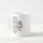 Glam Girly Silver Glitzer Lucky Clover Name Kaffeetasse (Vorderseite Links)