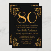 Glam Glam Modern Gold Black Vintag Retro Einladung (Vorne/Hinten)