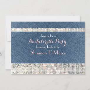 Glam Glamour Denim Pailletten Glitz Party Einladun Einladung