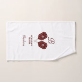 Glam Glit Pickleball Queen Paddles Initial Floral Handtuch (Handtuch)