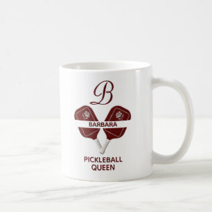 Glam Glit Pickleball Queen Paddles Initial Floral Kaffeetasse