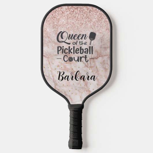 Glam Glit Rose Name Pickleball Schläger (Rückseite)