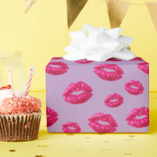 Glam Glitter Lippenstift-Kuss Geschenkpapier
