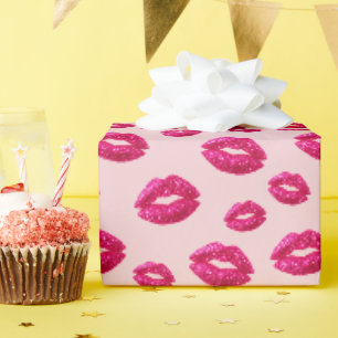 Glam Glitter Lippenstift-Kuss Geschenkpapier