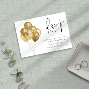 Glam Glittery Gold Balloons Geburtstagsparty UAWG RSVP Karte