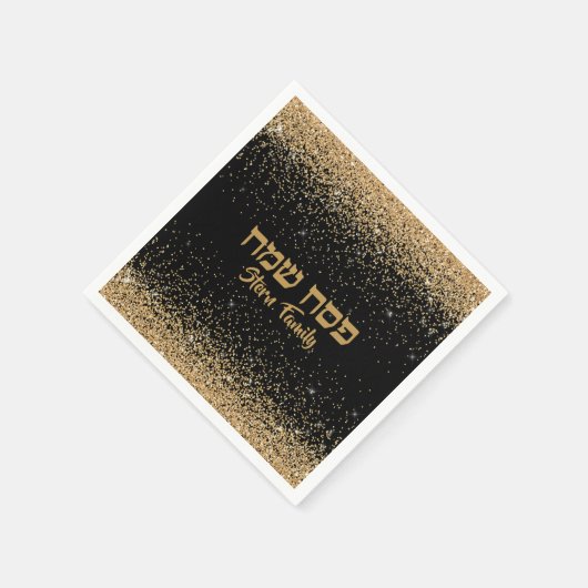 Glam Glittery Gold Hebrew Pesach Passover Serviette (Ecke)
