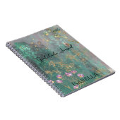 Glam Glitz Abstrakt Green Imitats Glitzer Blume Notizblock (Rechte Seite)