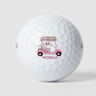 Glam Glitz Monogram Name Rose Gold Diamond Cart Golfball