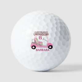 Glam Glitz Monogram Name Rose Gold Diamond Cart Golfball