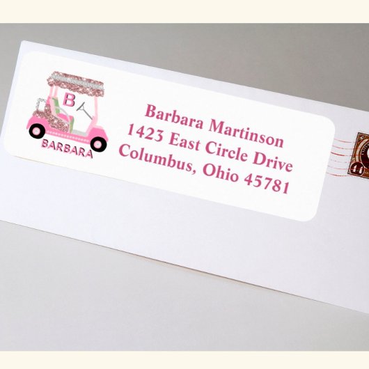 Glam Glitz Monogram Name Rose Gold Golf Cart