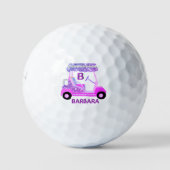 Glam Glitz Monogram Pink Lila Diamond Cart Golfball (Vorderseite)