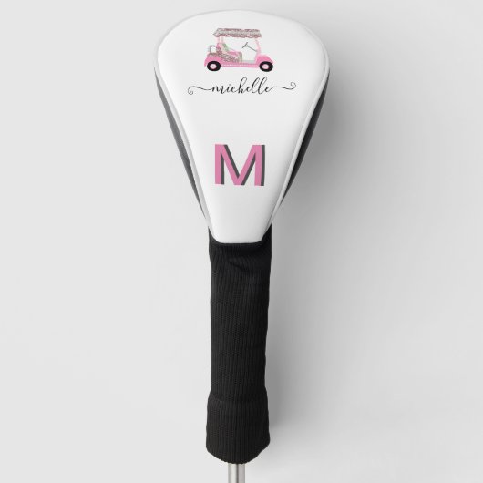 Glam Glitz Monogram Rose Gold Diamond Cart Golf Headcover (Vorderseite)
