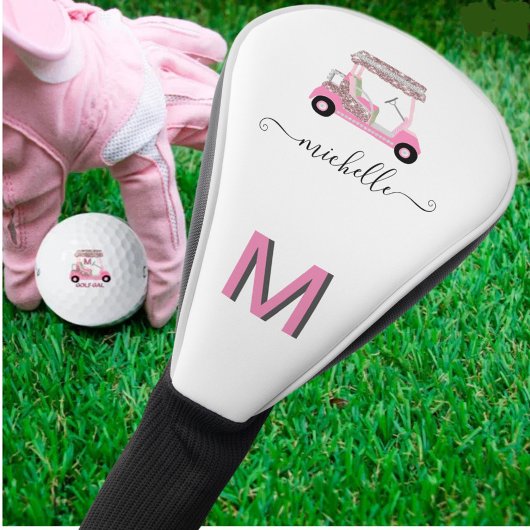 Glam Glitz Monogram Rose Gold Diamond Cart Golf Headcover