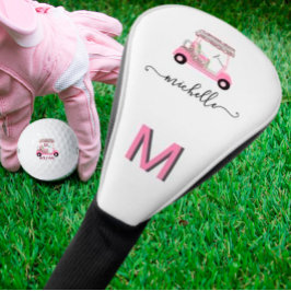 Glam Glitz Monogram Rose Gold Diamond Cart Golf Headcover