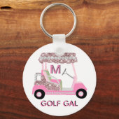 Glam Glitz Monogram Rose Gold Golf Cart Schlüsselanhänger (Vorderseite)