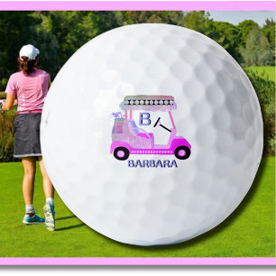 Glam Glitz Monogramm Rosa Lila Diamantwagen   Golfball