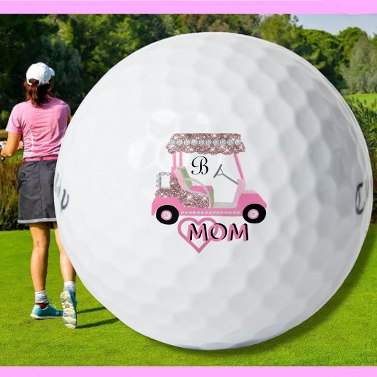 Glam Glitz Monogramm Roségold Mutter Golfball