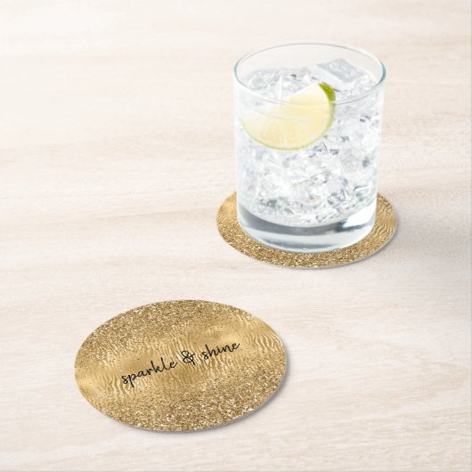 Glam Glitz Zebra Print Imitate Glitzer Runder Pappuntersetzer (Vor Ort)