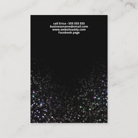 Glam Glitzer Black Earring Card Visitenkarte (Rückseite)