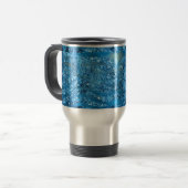 Glam Glitzer Blau Zebra Streifen Travel Mug Reisebecher (Vorderseite Links)