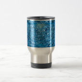 Glam Glitzer Blau Zebra Streifen Travel Mug Reisebecher (Mittel)