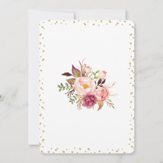 Glam Glitzer Blush Pink Bloral Baby Dusche einlade Einladung (Rückseite)