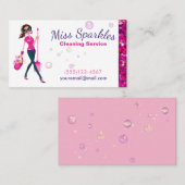 Glam Glitzer Cartoon Haushaltshilfe Reinigungsdien Visitenkarte (Vorne/Hinten)