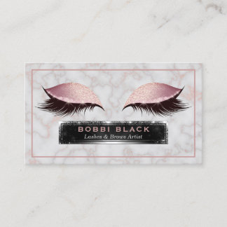Glam Glitzer Eyelash Extensions Rose Gold Marble Visitenkarte